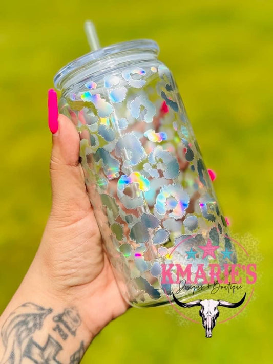 16 oz Glass Iridescent Cup