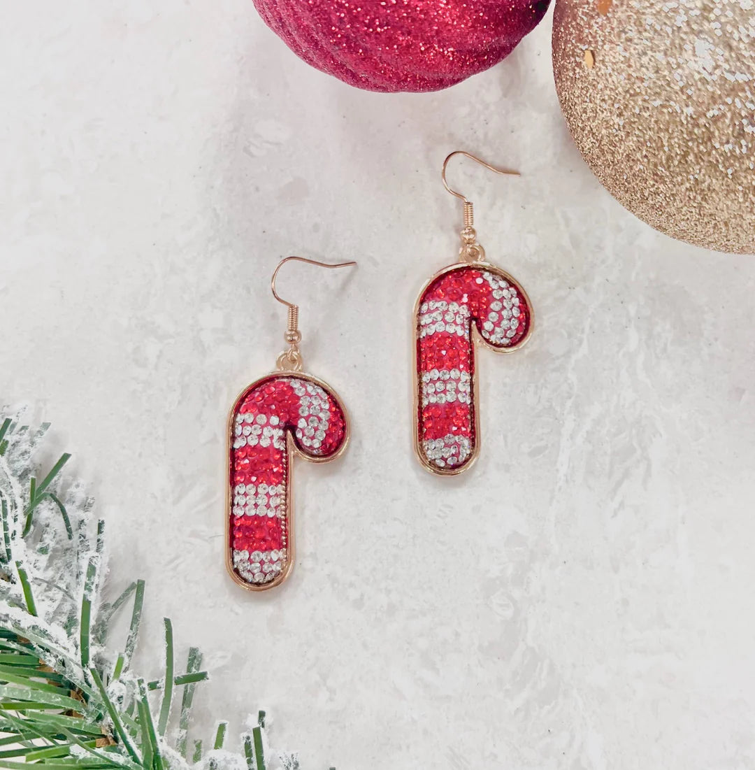 Candy Cane Glitter Studs