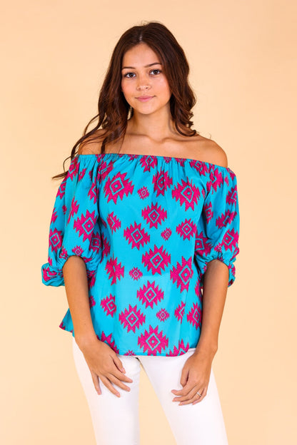 Turquoise off the Shoulder Top